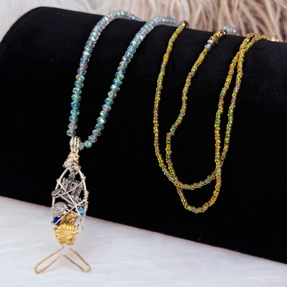 Silvertone Interesting, Wire Wrap, Fish Pendant, … - image 8